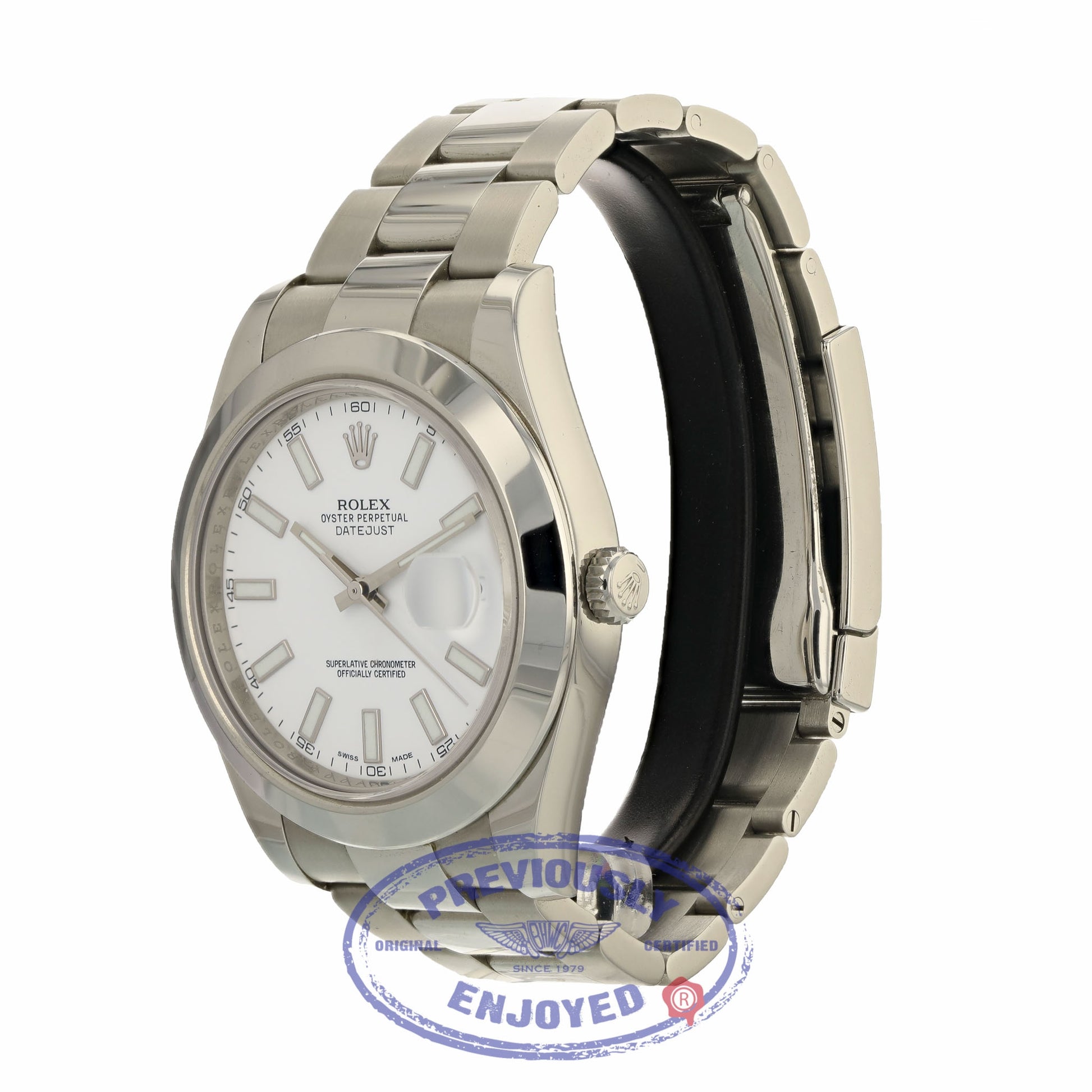 Rolex DateJust II Stainless Steel 41mm White Stick Dial 116300 662X05 - Beverly Hills Wath Company