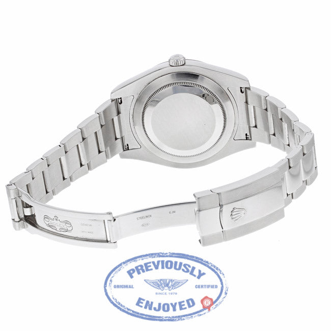 Rolex DayJust II 18k White Gold Fluted Bezel Oyster Perpetual Stainless Steel Silver Dial 116334 K8DX6U - Beverly Hills Watch Company