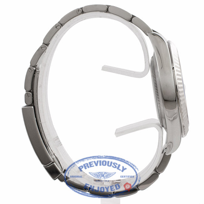 Rolex Datejust II 41mm Stainless Steel 18K White Gold Fluted Bezel Blue Dial 116334 77RKNL - Beverly Hills Watch Company Watch Store