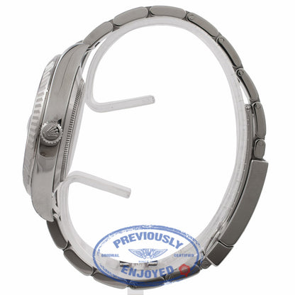 Rolex Datejust II 41mm Stainless Steel 18K White Gold Fluted Bezel Blue Dial 116334 77RKNL - Beverly Hills Watch Company Watch Store