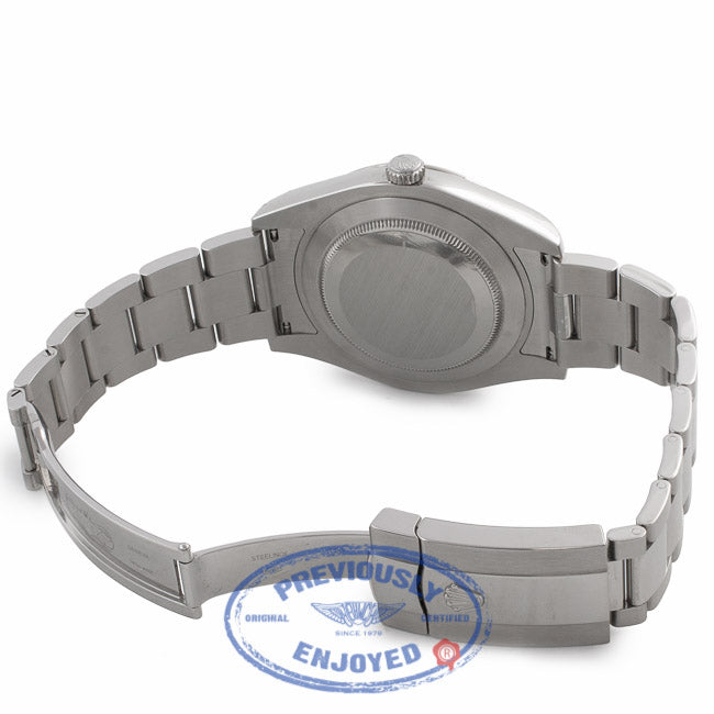 Rolex Datejust II 41mm Stainless Steel 18K White Gold Fluted Bezel Blue Dial 116334 77RKNL - Beverly Hills Watch Company Watch Store