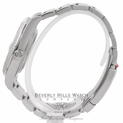 Rolex Datejust II 41MM Stainless Steel 18k White Gold Fluted Bezel Silver Diamond Dial 116334 50547T - Beverly Hills Watch Company Watch Store