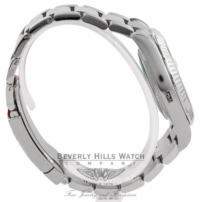 Rolex Datejust II 41MM Stainless Steel 18k White Gold Fluted Bezel Silver Diamond Dial 116334 50547T - Beverly Hills Watch Company Watch Store
