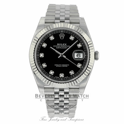 Rolex Datejust 41mm Stainless Steel 18k White Gold Fluted Bezel 126334 9U3ECE - Beverly Hills Watch