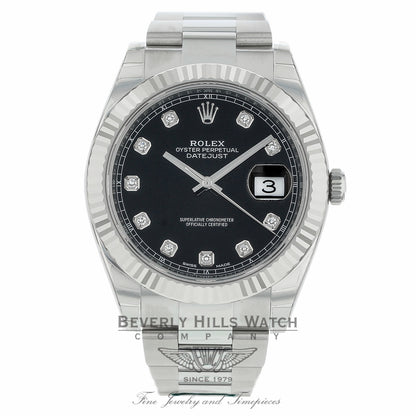 Rolex Datejust 41mm Stainless Steel 18k White Gold Fluted Bezel 126334 9U3ECE - Beverly Hills Watch