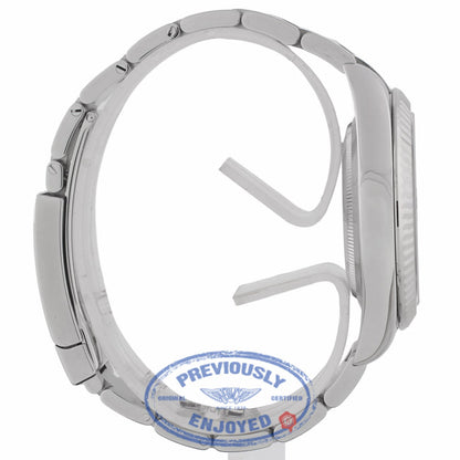 Rolex Datejust II 41mm Stainless Steel Oyster Bracelet White Gold Fluted Bezel Black Roman Dial Watch 116334 PQXF1F - Beverly Hills Watch Company