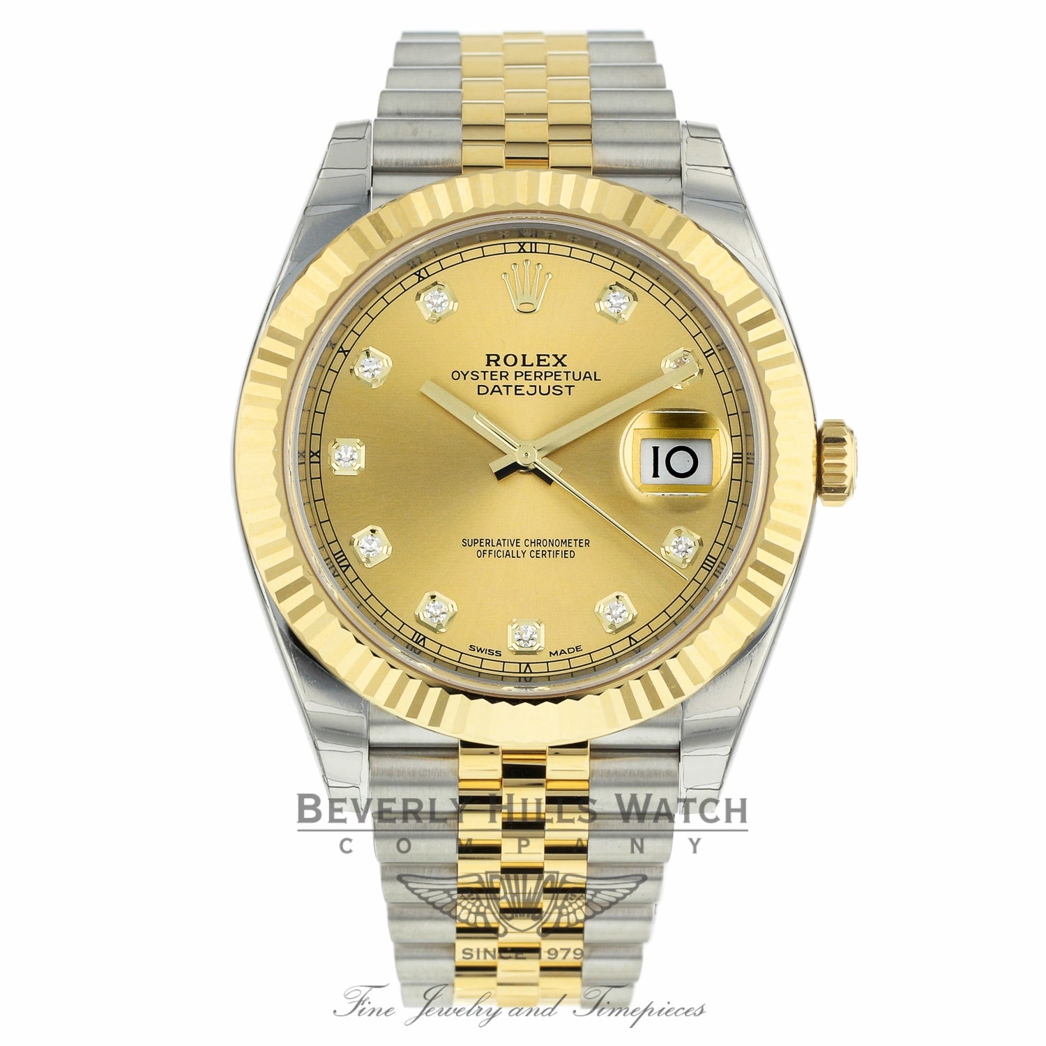 Rolex Datejust 41mm Steel and Yellow Gold Champagne Diamond Dial Jubilee Bracelet