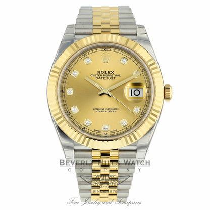 Rolex Datejust 41mm Steel and Yellow Gold Champagne Diamond Dial Jubilee Bracelet
