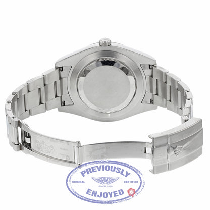 Rolex Datejust II 41mm Stainless Steel Oyster Bracelet White Gold Fluted Bezel Dark Grey Roman Dial 116334 NKPMQ9 - Beverly Hills Watch Company