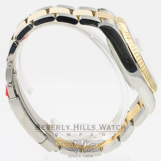 Rolex Datejust II Stainless Steel and Yellow Gold Oyster Bracelet Fluted Bezel Ivory Diamond Dial Watch 116333 Beverly Hills Watch Company Watches