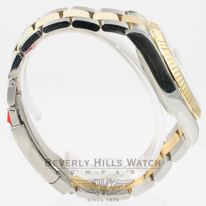 Rolex Datejust II Stainless Steel and Yellow Gold Oyster Bracelet Fluted Bezel Ivory Diamond Dial Watch 116333 Beverly Hills Watch Company Watches