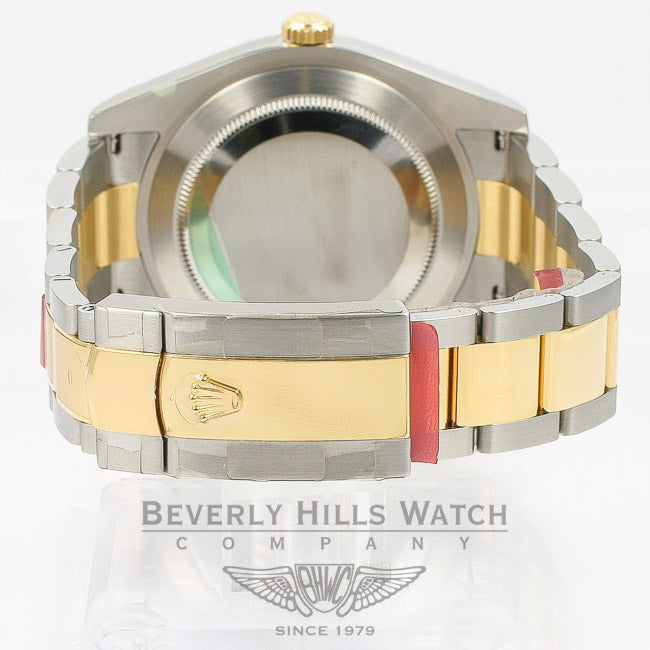 Rolex Datejust II Stainless Steel and Yellow Gold Oyster Bracelet Fluted Bezel Ivory Diamond Dial Watch 116333 Beverly Hills Watch Company Watches