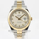 Rolex Datejust II Stainless Steel and Yellow Gold Oyster Bracelet Fluted Bezel Ivory Diamond Dial Watch 116333 Beverly Hills Watch Company Watches