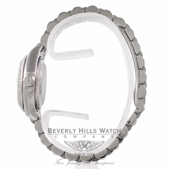 Rolex Lady Datejust 26mm Stainless Steel Silver Jubilee Diamond Dial White Gold Fluted Bezel 179174 - Beverly Hills Watch Company Watch Store