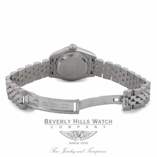 Rolex Lady Datejust 26mm Stainless Steel Silver Jubilee Diamond Dial White Gold Fluted Bezel 179174 - Beverly Hills Watch Company Watch Store