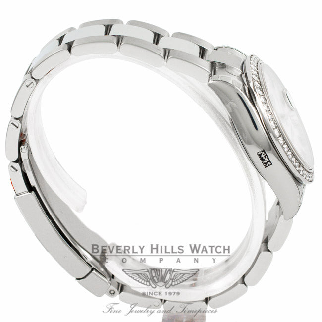 Rolex DateJust 18k White Gold Diamond Bezel Pink Mother of Pearl 31MM 178384 - Beverly Hills Watch Company Watch Store