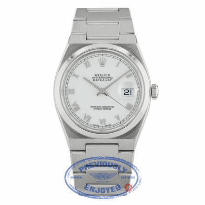 Rolex Datejust Quartz 36mm Stainless Steel White Dial Roman Numerals 17000A F8KX26 - Beverly Hills Watch