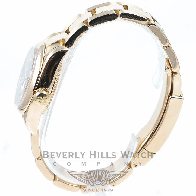 Rolex Datejust Rose Gold Oyster Bracelet Black Mother of Pearl Diamond Dial Ladies Watch 179165 Beverly Hills Watch Company Watches