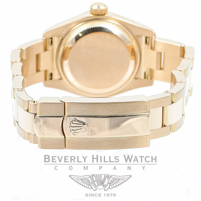 Rolex Datejust Rose Gold Oyster Bracelet Black Mother of Pearl Diamond Dial Ladies Watch 179165 Beverly Hills Watch Company Watches