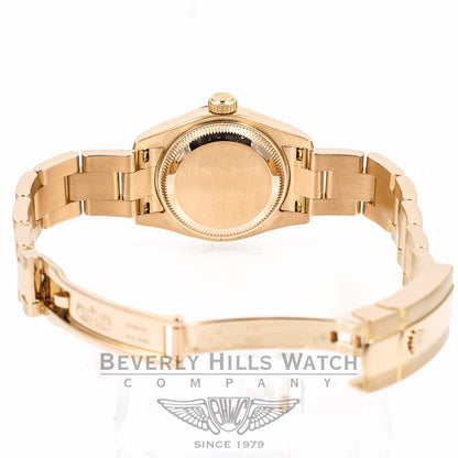 Rolex Datejust Rose Gold Oyster Bracelet Black Mother of Pearl Diamond Dial Ladies Watch 179165 Beverly Hills Watch Company Watches