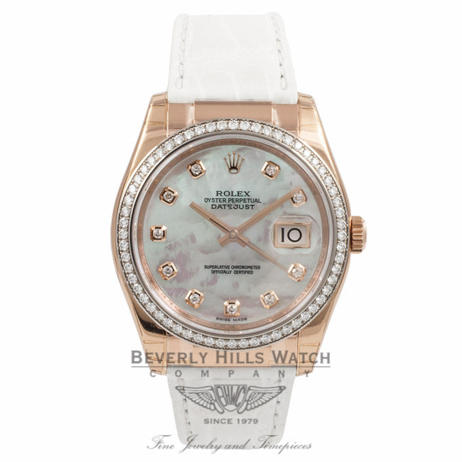 Rolex DateJust Rose Gold 35MM Mother of Pearl Dial 116185 UN6ZB2 - Beverly Hills Watch Company Watch Store