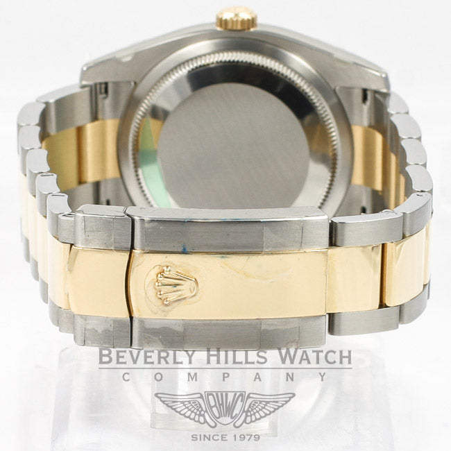 Rolex Datejust 36mm Stainless Steel and Yellow Gold Oyster Bracelet Domed Bezel Ivory Pyramid Roman Numeral Dial Watch 116203 Beverly Hills Watch Company Watches