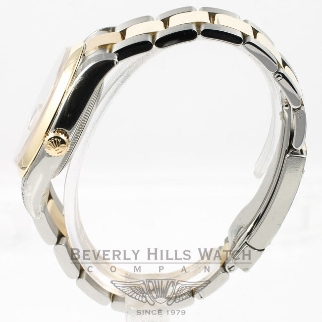 Rolex Datejust 36mm Stainless Steel and Yellow Gold Oyster Bracelet Domed Bezel Ivory Pyramid Roman Numeral Dial Watch 116203 Beverly Hills Watch Company Watches