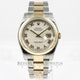 Rolex Datejust 36mm Stainless Steel and Yellow Gold Oyster Bracelet Domed Bezel Ivory Pyramid Roman Numeral Dial Watch 116203 Beverly Hills Watch Company Watches