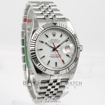 Rolex Datejust 36mm Stainless Steel Jubilee Bracelet Turn-O-Graph Bezel White Stick Dial Watch 116264 Beverly Hills Watch Company Watches