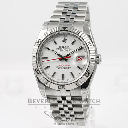 Rolex Datejust 36mm Stainless Steel Jubilee Bracelet Turn-O-Graph Bezel White Stick Dial Watch 116264 Beverly Hills Watch Company Watches