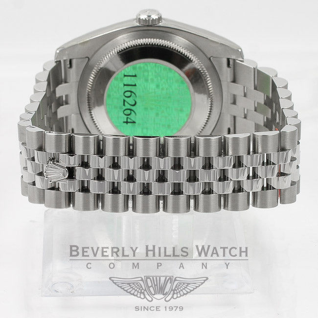 Rolex Datejust 36mm Stainless Steel Jubilee Bracelet Turn-O-Graph Bezel White Stick Dial Watch 116264 Beverly Hills Watch Company Watches