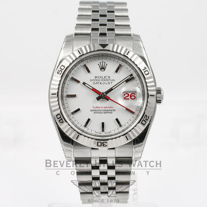 Rolex Datejust 36mm Stainless Steel Jubilee Bracelet Turn-O-Graph Bezel White Stick Dial Watch 116264 Beverly Hills Watch Company Watches