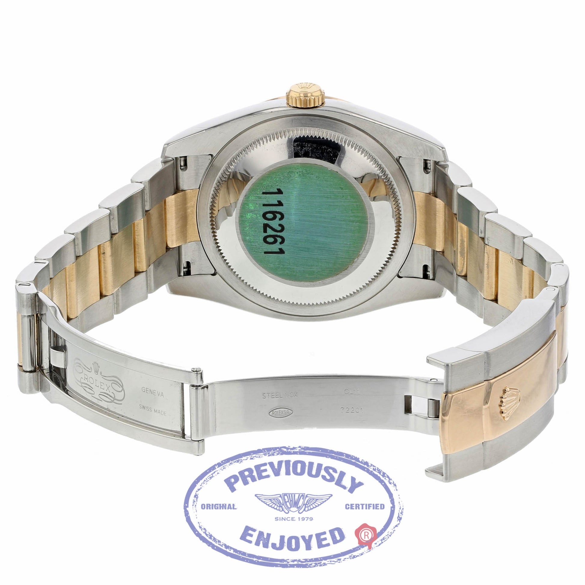 Rolex Datejust Thunderbird 36mm Rose Gold and Stainless Steel Turnograph Bezel Oyster Bracelet Silver Stick Dial 116261 52A5VH - Beverly Hills Watch
