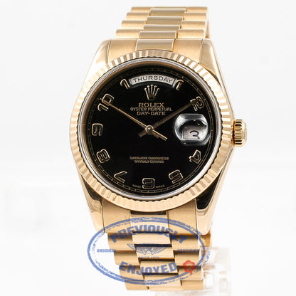 Rolex Day Date 36mm Rose Gold President Black Dial 118235 - Beverly Hills Watch Company