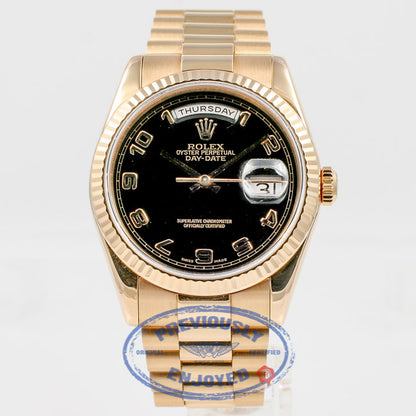 Rolex Day Date 36mm Rose Gold President Black Dial 118235 - Beverly Hills Watch Company
