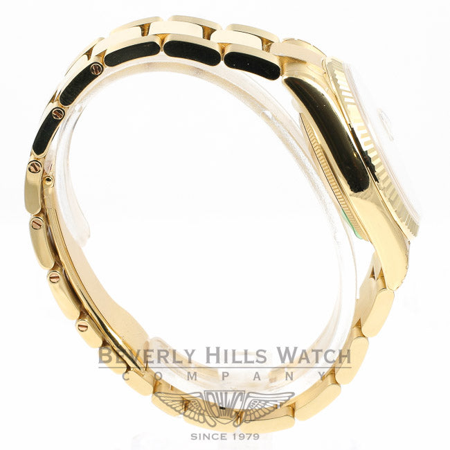 Rolex Day Date 18K Yellow Gold Oyster Bracelet 36mm Silver Diamond Dial Watch 118238 Beverly Hills Watch Company Watches