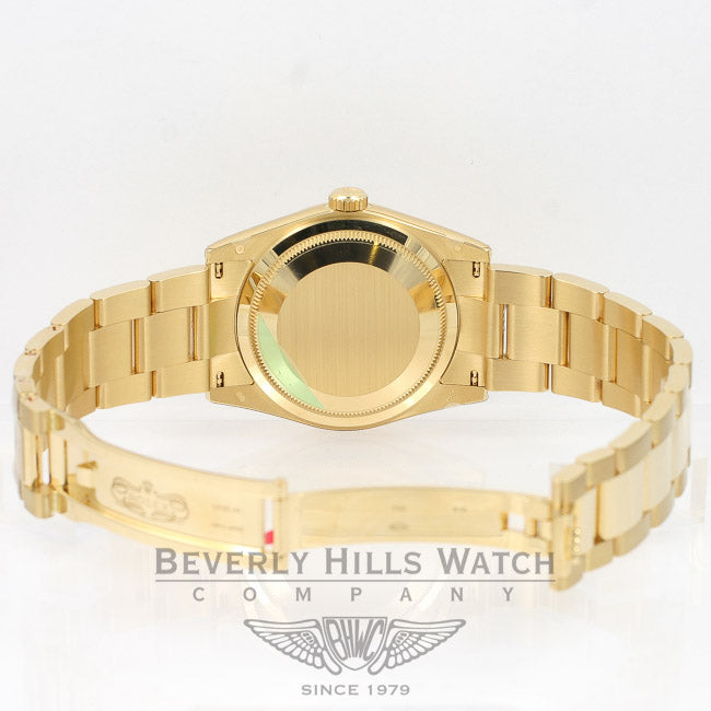 Rolex Day Date 18K Yellow Gold Oyster Bracelet 36mm Silver Diamond Dial Watch 118238 Beverly Hills Watch Company Watches