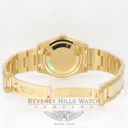 Rolex Day Date 18K Yellow Gold Oyster Bracelet 36mm Silver Diamond Dial Watch 118238 Beverly Hills Watch Company Watches