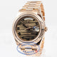 Rolex President Day Date II Everose Gold President Bracelet Fluted Bezel Broze Wave Arabic Dial 41mm Watch 218235 Beverly Hills Watch Company Watch Store