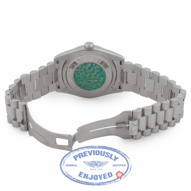 Rolex Day Date 36mm Glacier Blue Roman Dial President Bracelet 118206 9UF73R - Beverly Hills Watch Company