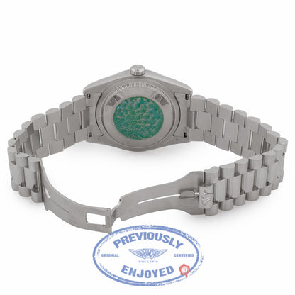 Rolex Day Date 36mm Glacier Blue Roman Dial President Bracelet 118206 9UF73R - Beverly Hills Watch Company