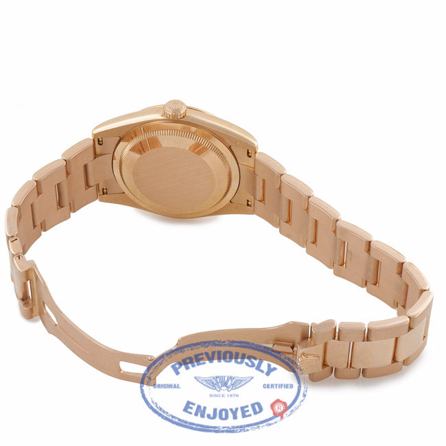 Rolex Day-Date President 36MM 18k Rose Gold Domed Bezel Black Dial 118205 8W702E - Beverly Hills Watch Company Watch Store