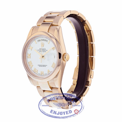 Rolex Day-Date 36mm Everose Gold Domed Bezel Pink Roman 118205 - Beverly Hills Watch