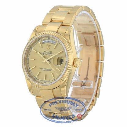 Rolex Day-Date President 18K Yellow Gold Fluted Bezel Champagne Dial Oyster Bracelet 118238 NKKW4X - Beverly Hills Watch Company