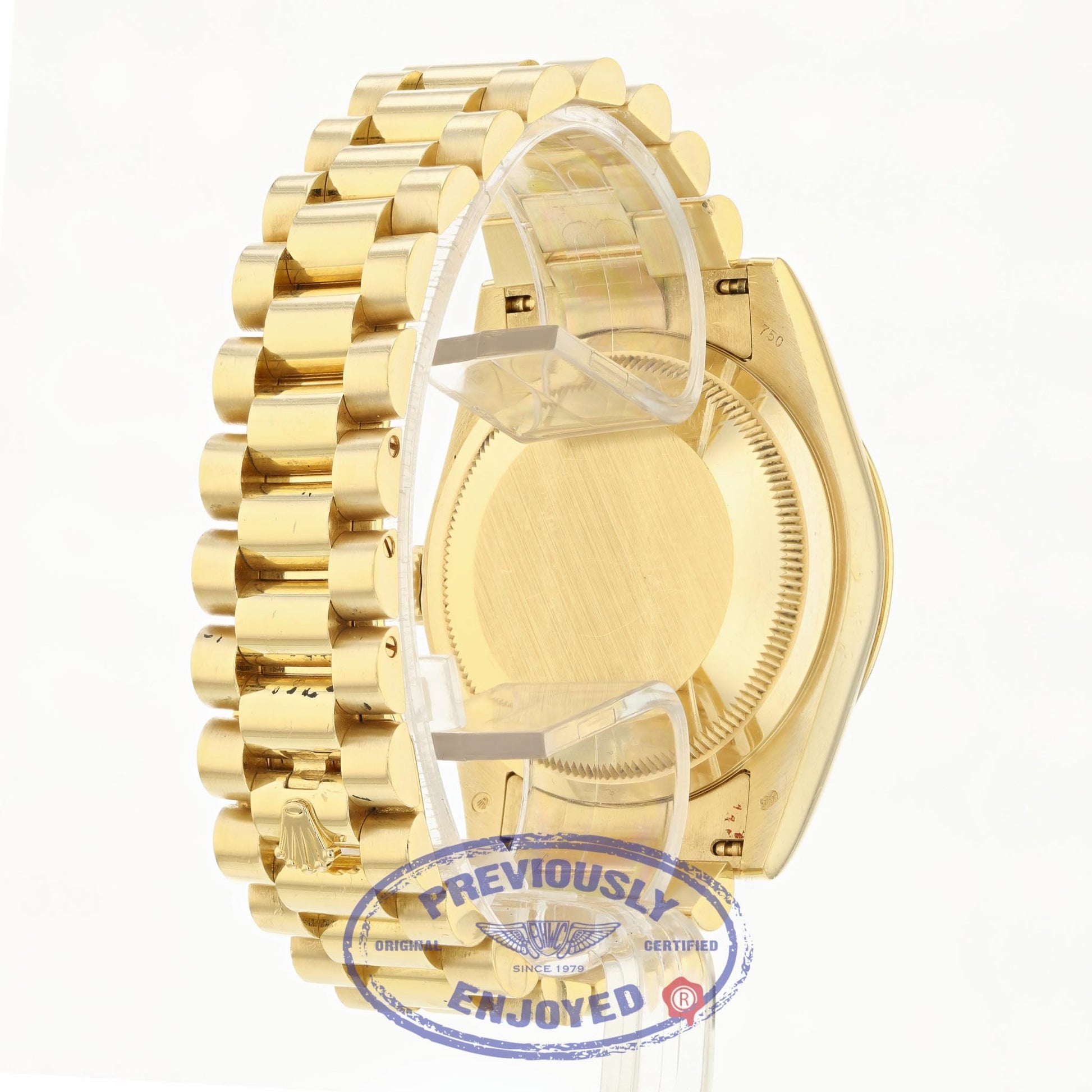 Rolex Day-Date President 36mm Yellow Gold Fluted Bezel Black Diamond and Ruby Dial 118238 JN1R9E