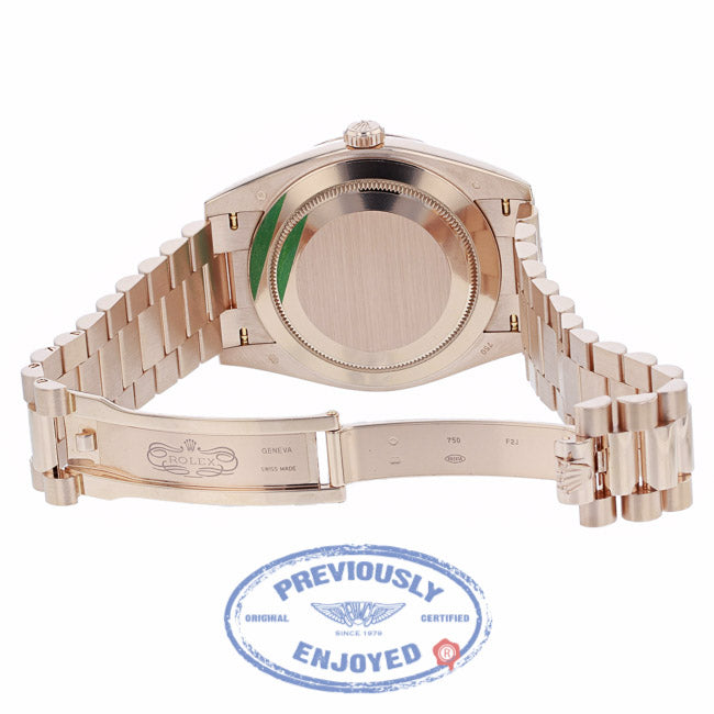 Rolex Day-Date 40mm President Everose Sundust Stripe Dial 228235 - Beverly Hills Watch