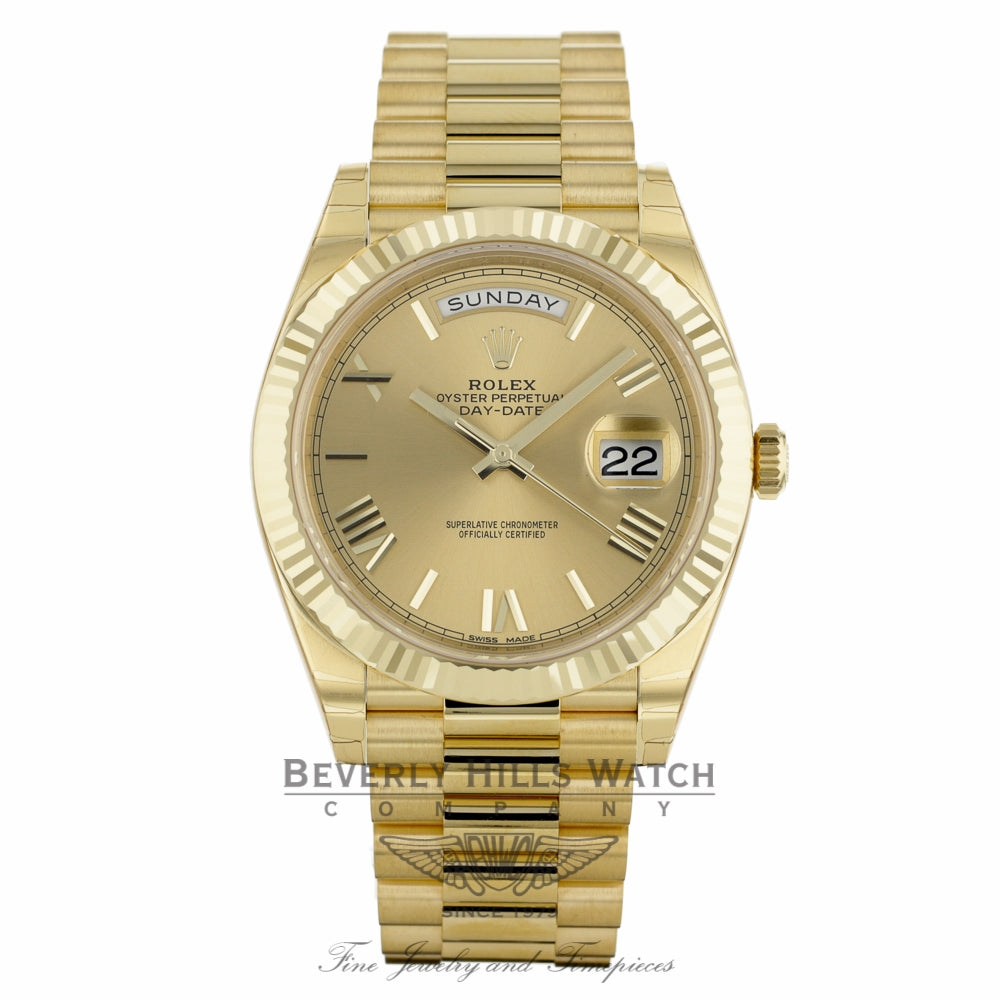 Rolex Day-Date 40mm Champagne Dial 18K Yellow Gold President 228238 HVHMP5 - Beverly Hills Watch Company