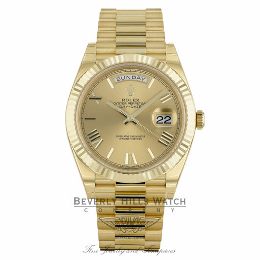 Rolex Day-Date 40mm Champagne Dial 18K Yellow Gold President 228238 HVHMP5 - Beverly Hills Watch Company