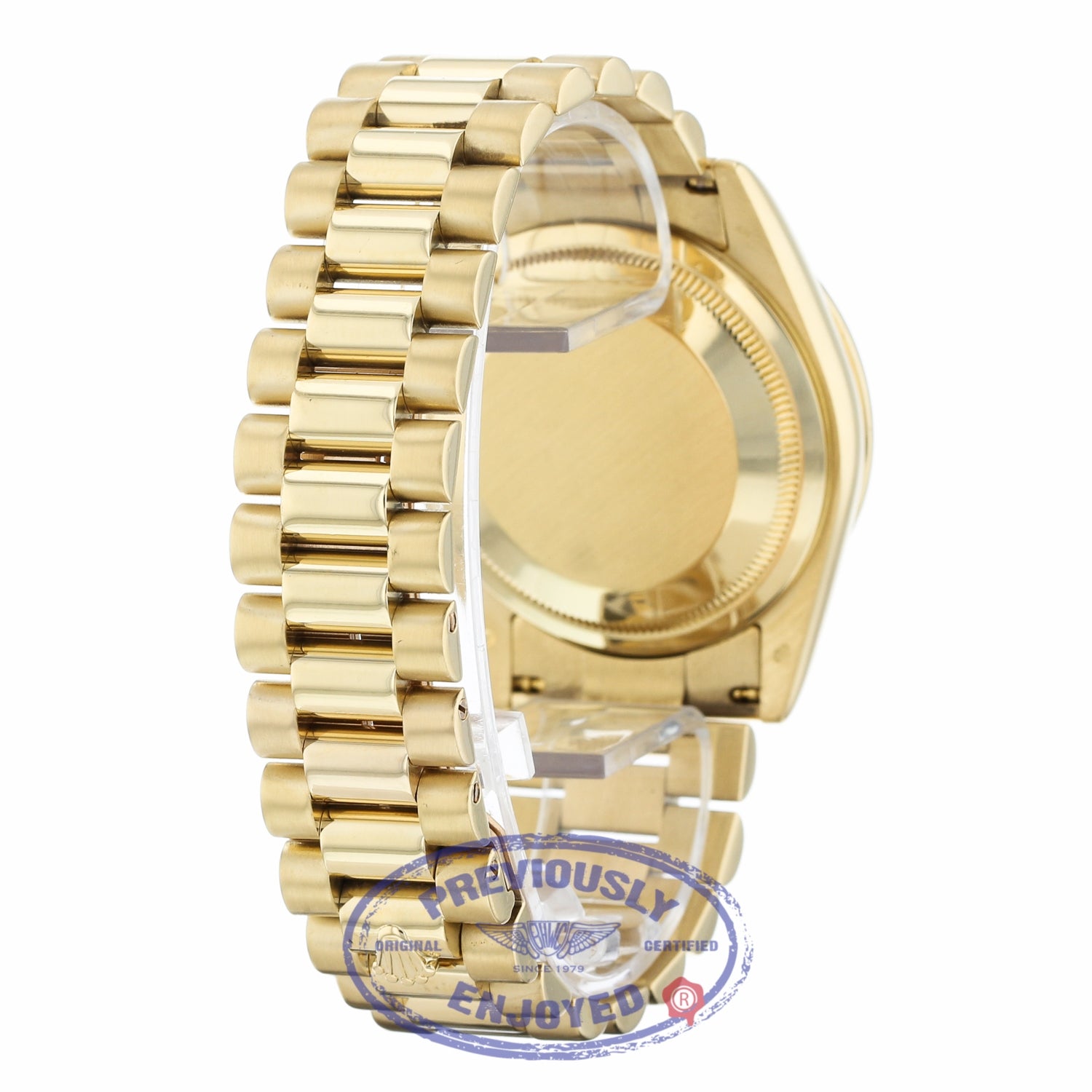 Rolex Day-Date President 36MM 18k Yellow Gold Diamond Bezel Champagne Diamond Dial 118348 AVEC20 - Beverly Hills Watch Company