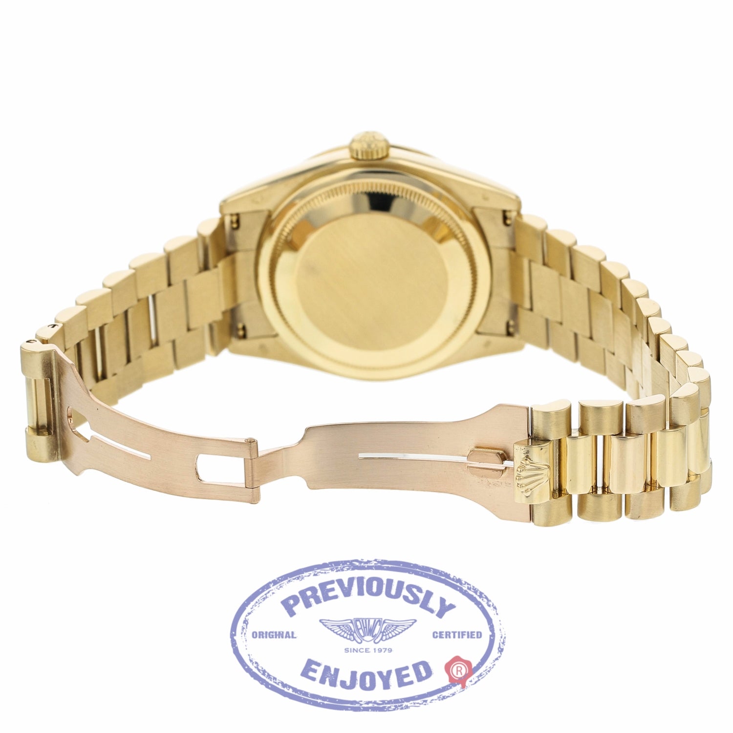 Rolex Day-Date President 36MM 18k Yellow Gold Diamond Bezel Champagne Diamond Dial 118348 AVEC20 - Beverly Hills Watch Company